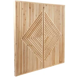 Set Of 2 Wood Geometric Carved Wall Decors Brown - Olivia & May