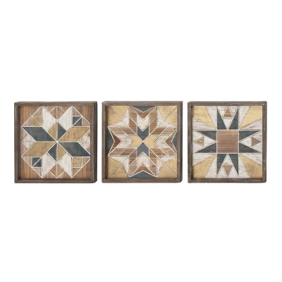 Wood Geometric Southwestern Wall Decor Set Of 3 - Olivia & May 7 Wood Geometric Southwestern Wall Decor Set Of 3 - Olivia & May - Image 5