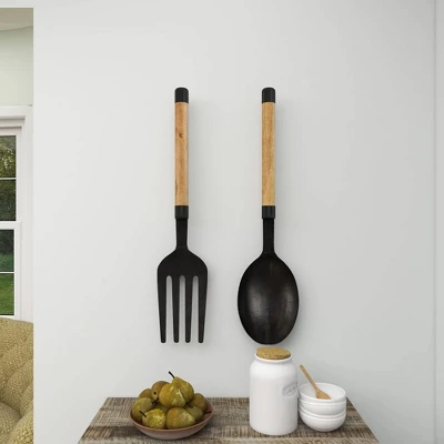 Set Of 2 Aluminum Utensils Spoon And Fork Wall Decors - Olivia & May 17 Set Of 2 Aluminum Utensils Spoon And Fork Wall Decors - Olivia & May - Image 15