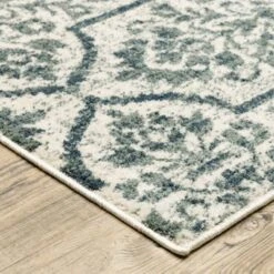 Farrah Floral Trellis Area Rug Ivory/Blue - Captiv8e Designs