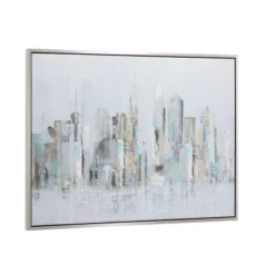 Canvas City Handmade Buildings Framed Wall Art With Silver Frame Gray - Olivia & May -Safavieh Store GUEST f1c11d2a 9f40 4d5a 85d2 5d32a0f78332