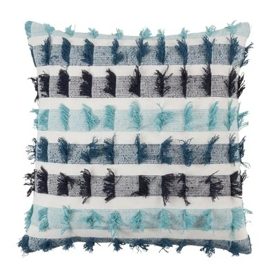 Saro Lifestyle Poly-Filled Striped Fringe Throw Pillow 5 Saro Lifestyle Poly-Filled Striped Fringe Throw Pillow - Image 3