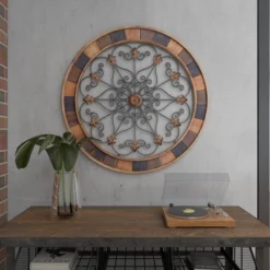 Wood Scroll Arabesque Wall Decor With Metal Fleur De Lis Relief Brown - Olivia & May 30 Wood Scroll Arabesque Wall Decor With Metal Fleur De Lis Relief Brown - Olivia & May -Safavieh Store GUEST f62df102 7818 4a8b 8a93 afcbf150eb65