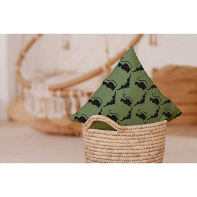 16"x16" Cats And Bats Print Square Throw Pillow Sage Green - E By Design 5 16"x16" Cats And Bats Print Square Throw Pillow Sage Green - E By Design - Image 3