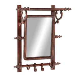 15" X 20" Bathroom Wall Rack With Hooks And Rectangular Mirror - Olivia & May -Safavieh Store GUEST fe9c86a2 129f 4a16 97d7 29927cd888fa