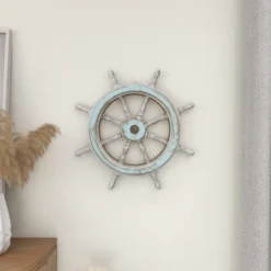 Wood Sail Boat Ship Wheel Wall Decor With Distressing Blue - Olivia & May 38 Wood Sail Boat Ship Wheel Wall Decor With Distressing Blue - Olivia & May -Safavieh Store GUEST fff68e7a 4ea6 49c9 b9af 4f3e4ebc9d21
